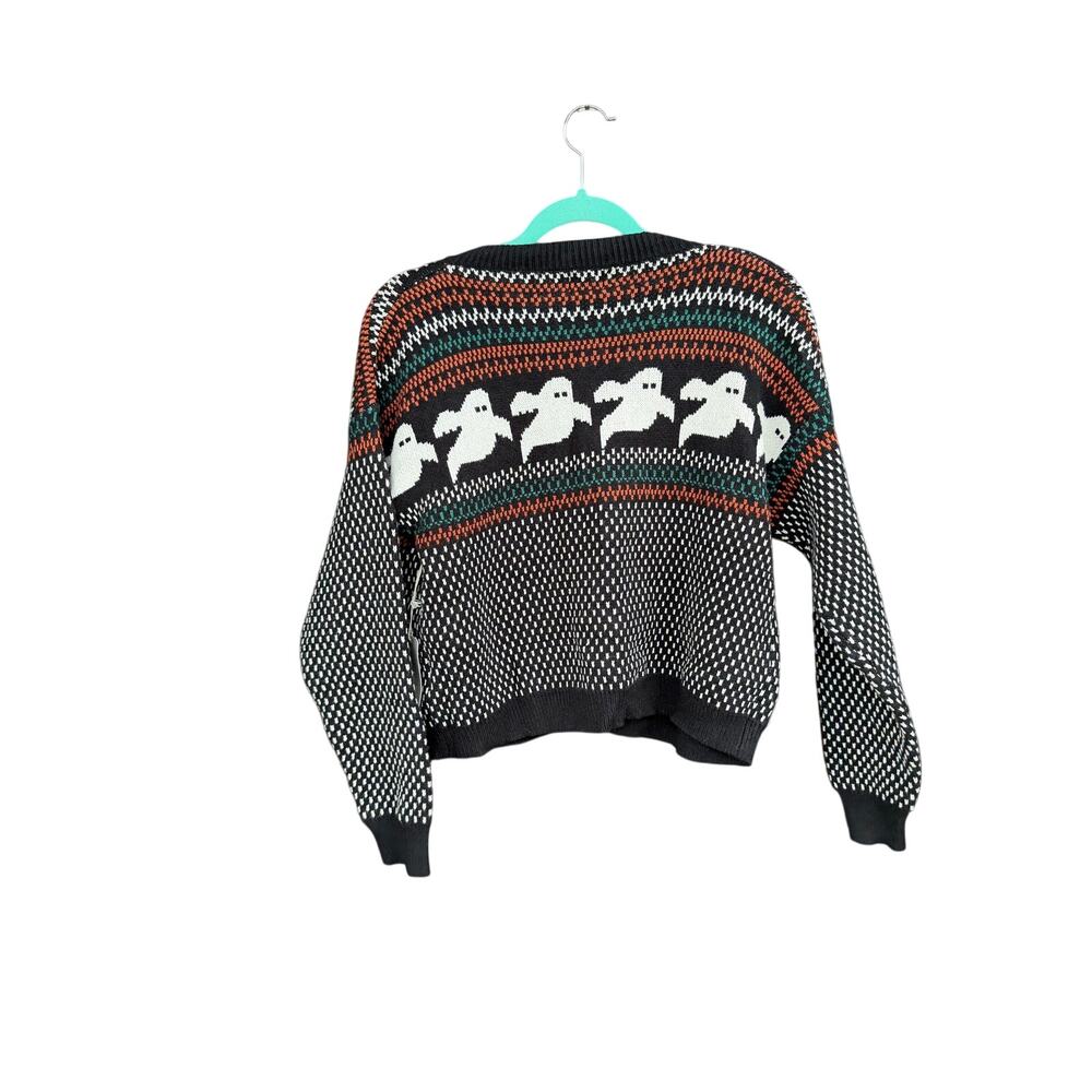 NWT LUNA IVY Ghost Fair Isle Knit Cardigan Sweater | Halloween Spooky Cute Small - Picture 8 of 9